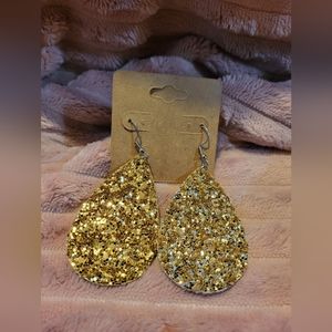 Gold Sparkle Teardrop Earrings